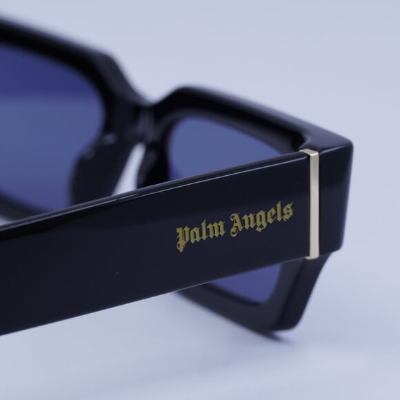 Palm Angels PERI086 HYDE 1045 Sunglasses Black Rectangle Frame, Blue Lenses - Picture 10 of 11